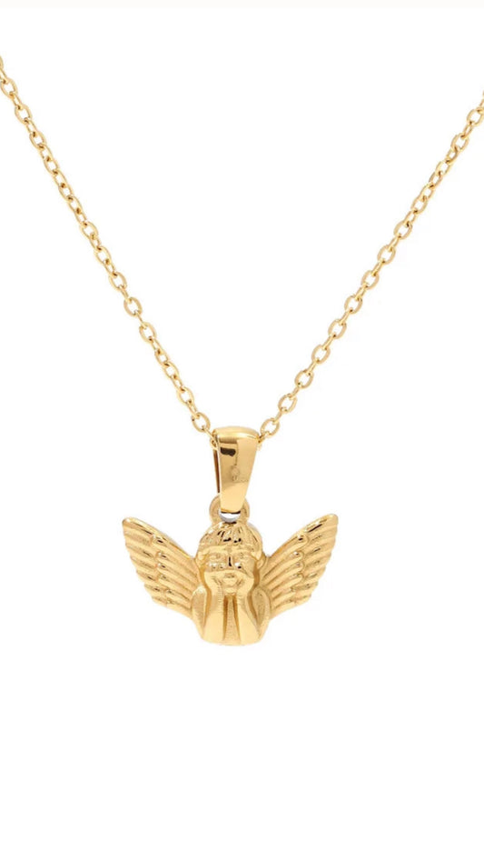 Angel Face | Cherub Pendant necklace | 18K Gold